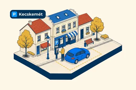Na parkomatach w centrum Kecskemét trzeba podać numer rejestracyjny