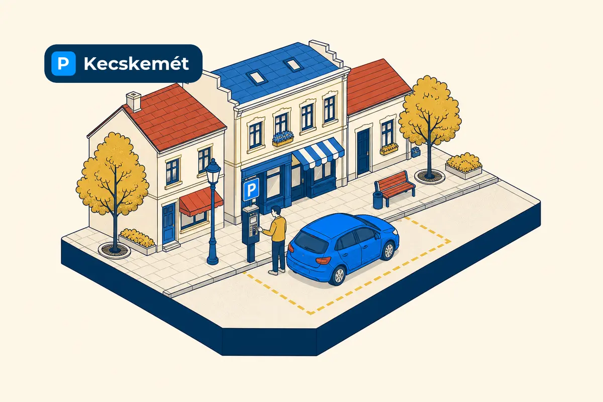 Na parkomatach w centrum Kecskemét trzeba podać numer rejestracyjny